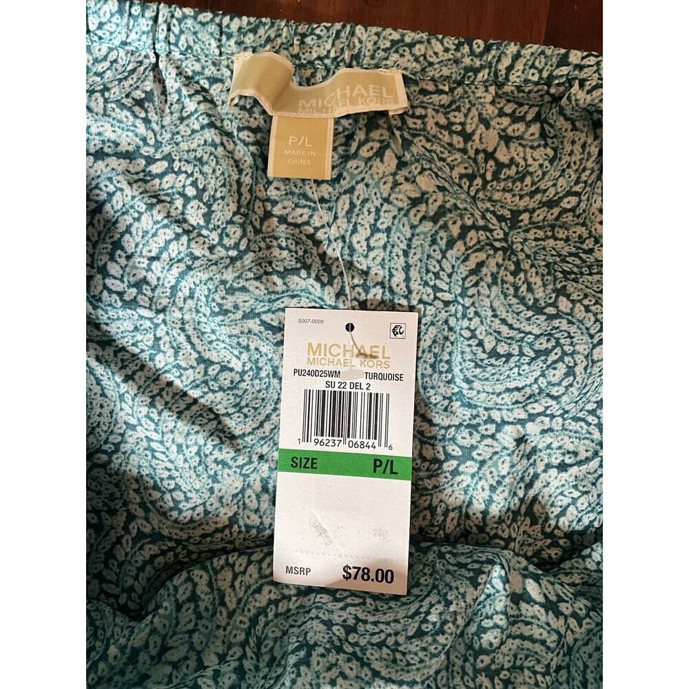 Michael Michael Kors Women's Size Petite Large Turquoise Printed Halter Top NWT